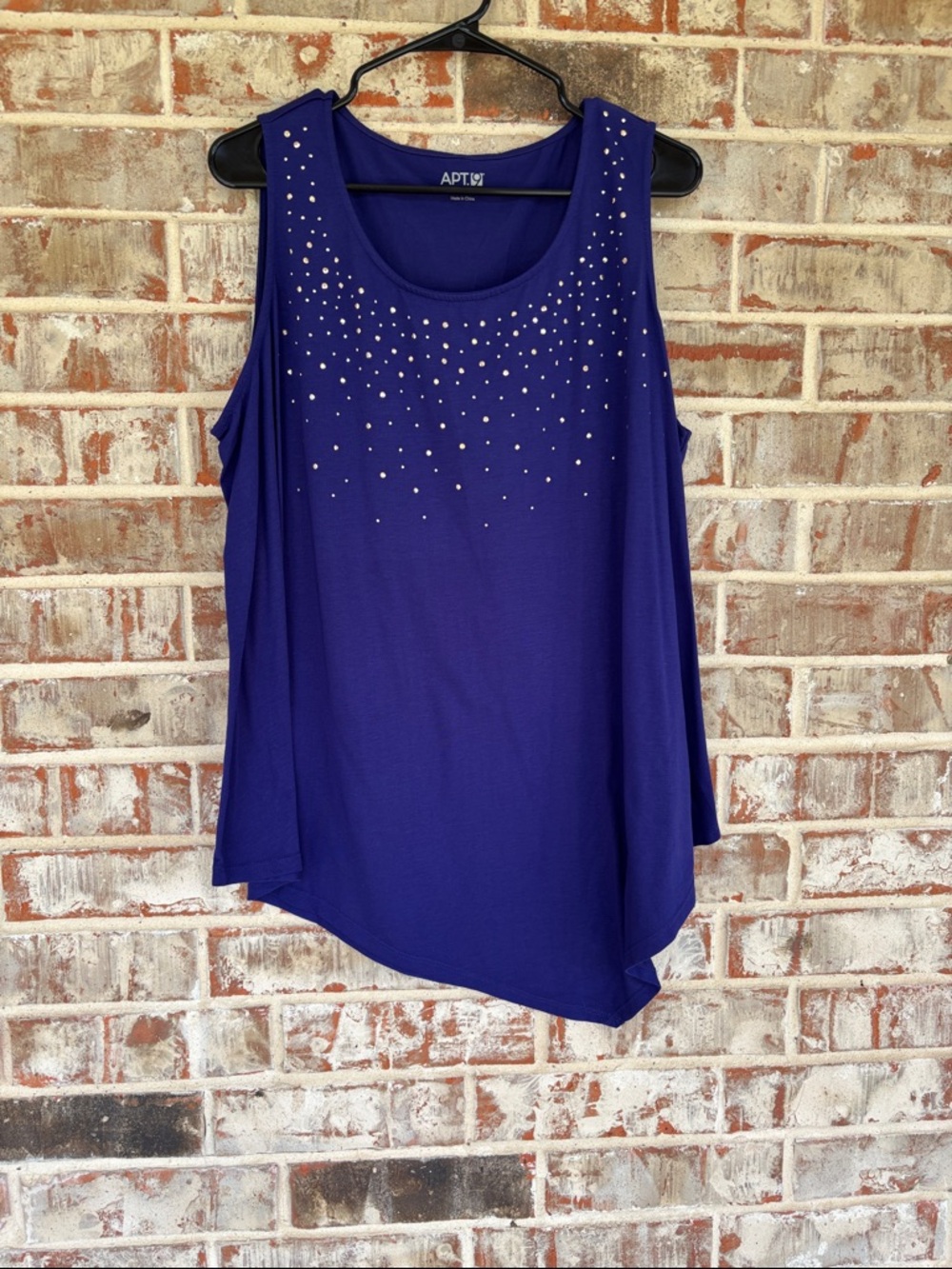 APT. 9 Embellished Royal Blue Asymmetrical Hem Sleeveless Top
